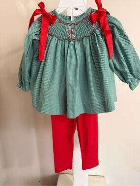 Stitchy Fish Smocked Candy Canes Outfit